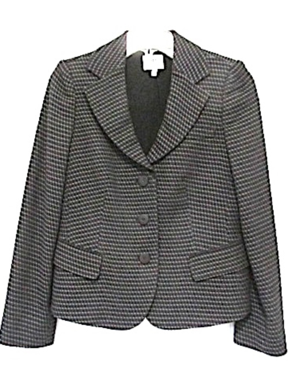 Armani Collezione Dark Grey Diamond Weave Cropped Wool Blend Jacket, Size 6